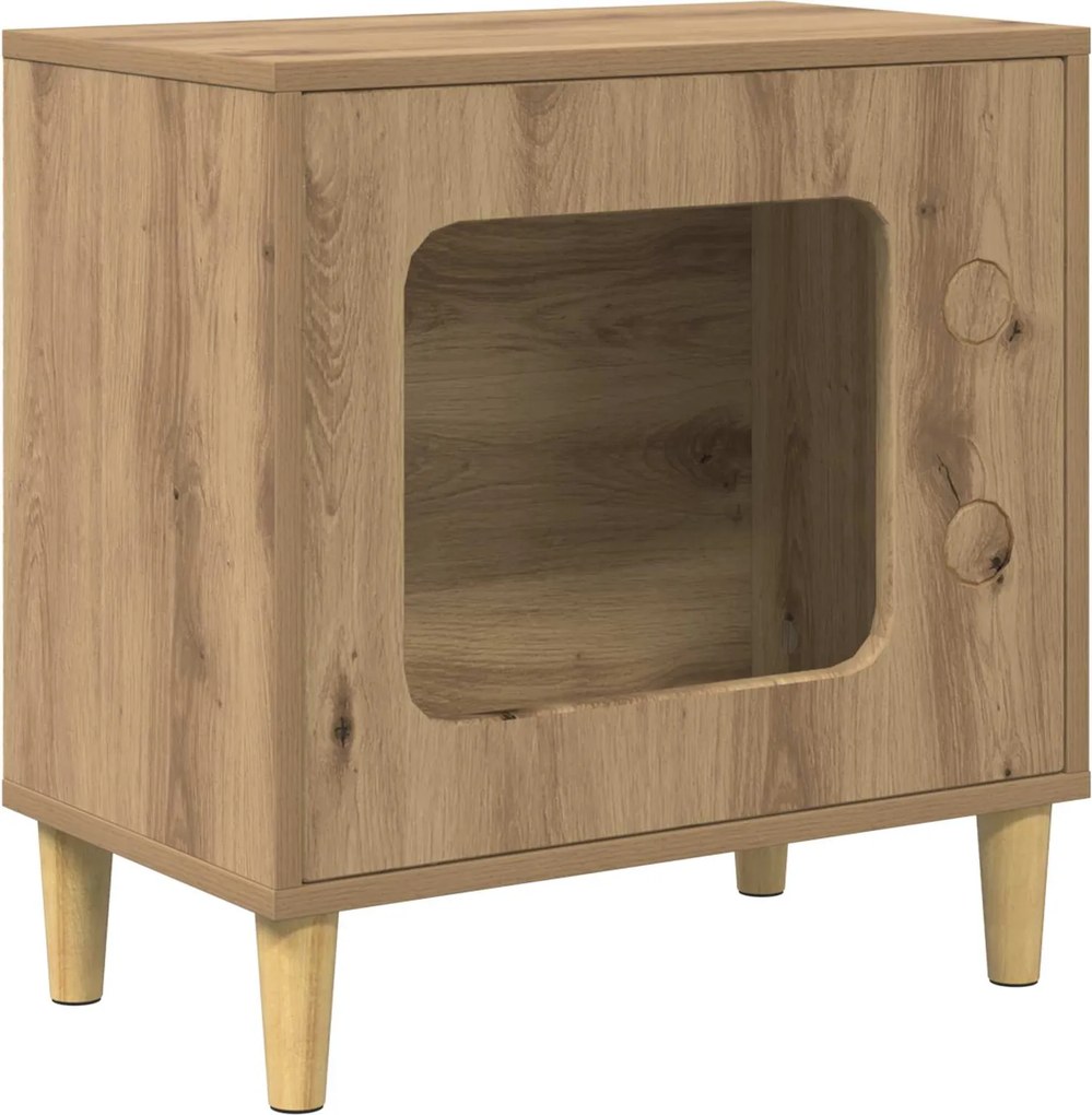 vidaXL Macska Ház Művészi tölgy 51 x 30 x 52 cm Faanyag