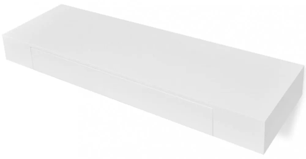 2 db fehér lebegő fali polc fiókkal 80 cm