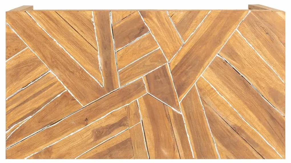Eróziós tömör tíkfa dohányzóasztal 110 x 35 x 38 cm