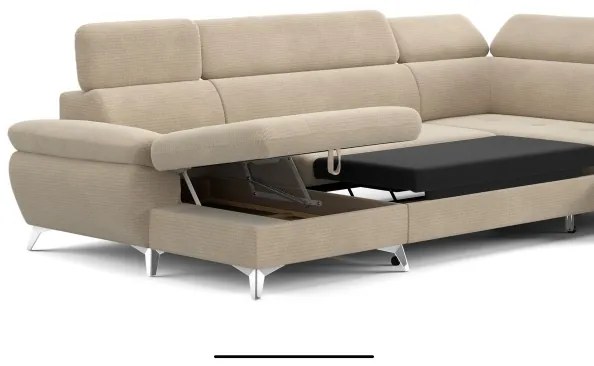 CATANIA jobb oldali U-alakú sarokkanapé tárolóval, bézs