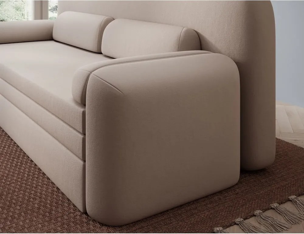 Bézs bársony kinyitható-tárolóhelyes kanapé 236 cm Elioss – ELTAP