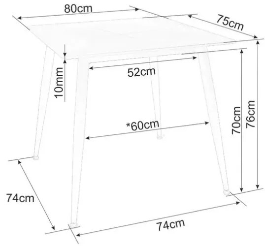 Étkezőasztal RION 80x80 cm kerámia asztallappal, fehér márvány