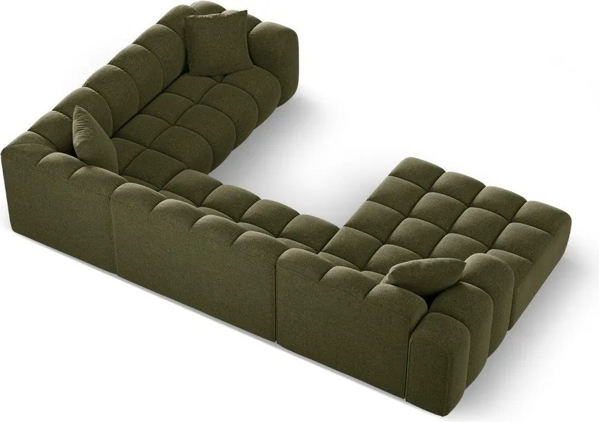 Zöld zsenília sarokkanapé (jobb oldali-U alakú) Treno – Cosmopolitan Design