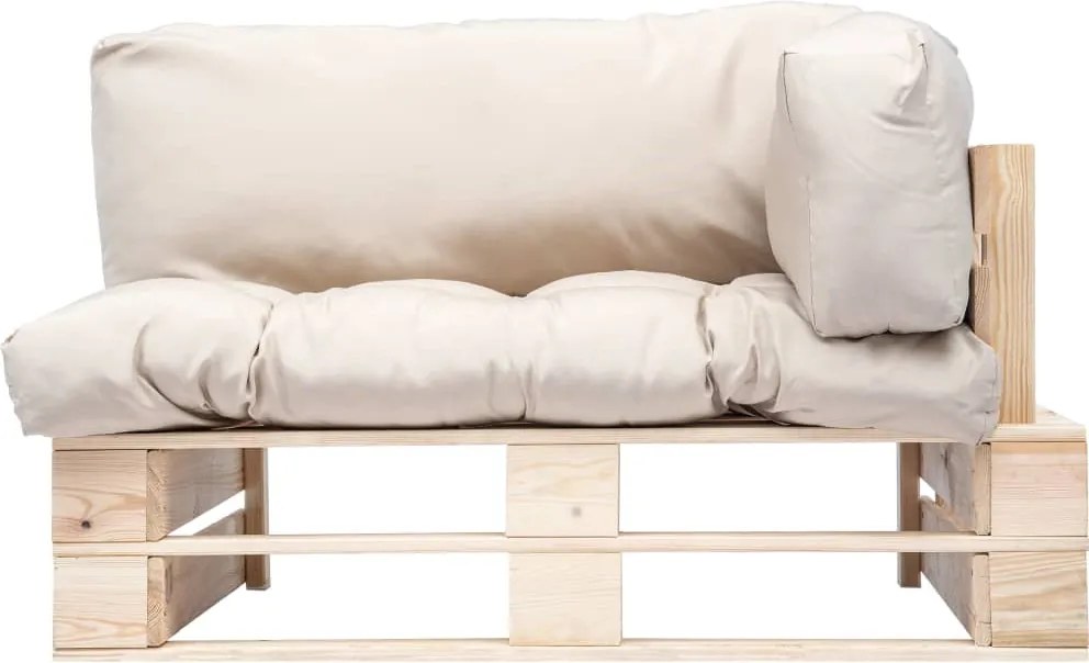 vidaXL fenyőfa kerti raklapkanapé homokszínű párnákkal