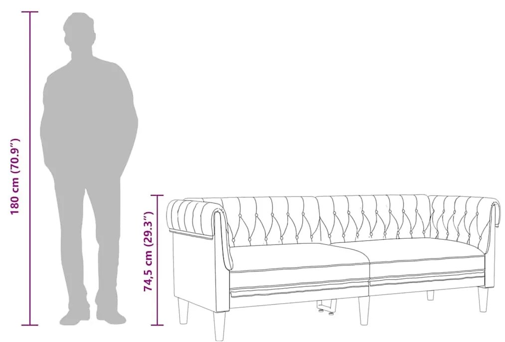 tópszínű 3 személyes szövet Chesterfield kanapé