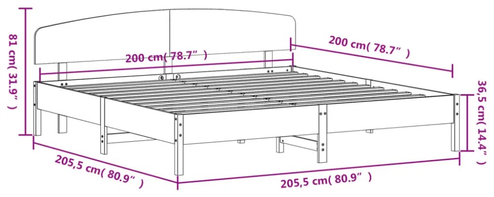 viaszbarna tömör fenyőfa ágy matrac nélkül 200 x 200 cm