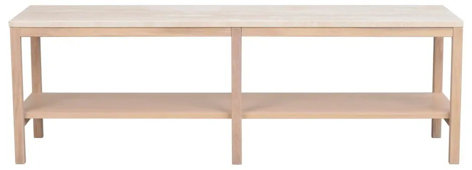 Fehér-natúr színű konzolasztal kő asztallappal 140x40 cm Orwel - Rowico