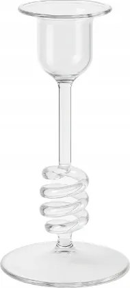 Üveg gyertyatartó spirál alakú, átlátszó