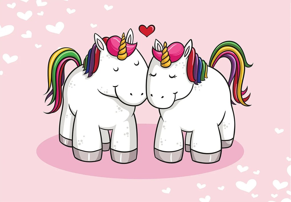 Fotótapéta Unikornisok Szerelem és barátság Rózsaszín vinil 208x146 +ragasztó