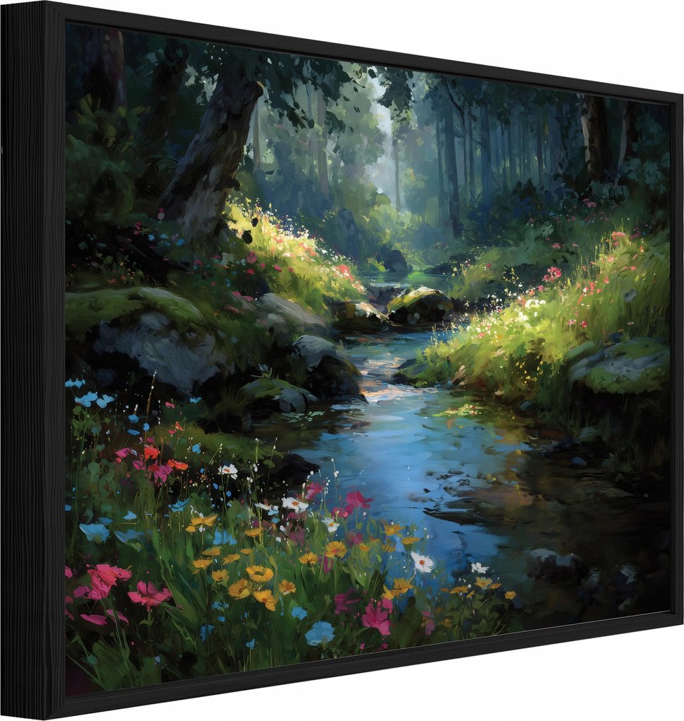 Vászonkép Fekete Keretben Erdő Természet Fák Nappali Hálószoba 60x40