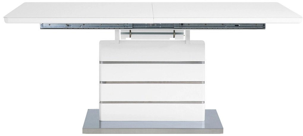 Étkezőasztal Fehér Rozsdamentes Acél 180/220 x 90 cm Bővíthető HAMLER Beliani