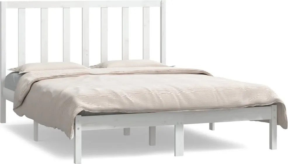 vidaXL fehér tömör fenyőfa ágy matrac nélkül 140x190 cm