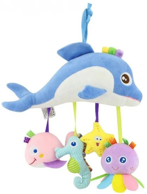 Plüss babakocsi játék - delfin