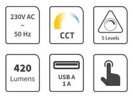 LED állítható asztali lámpa USB-vel LED/7W/230V 3000K/4000K/5500K fehér
