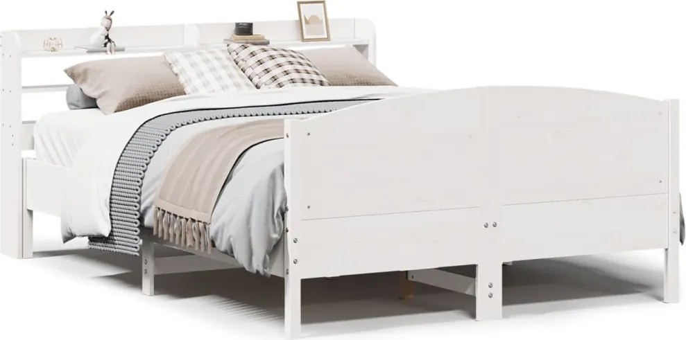 vidaXL fehér tömör fenyőfa ágy matrac nélkül 120 x 200 cm