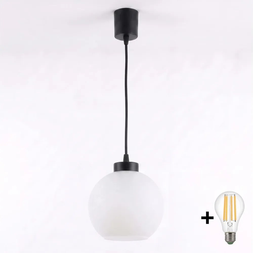 BRILAGI - LED függeszték kábelen RETRO GLASS 1xE27/60W/230V átm. 15 cm fekete/fehér