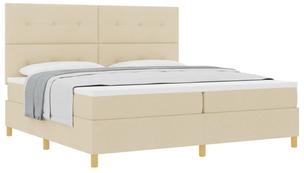 Box Spring Ágy Matraccal Krém 200x200 cm Szövet