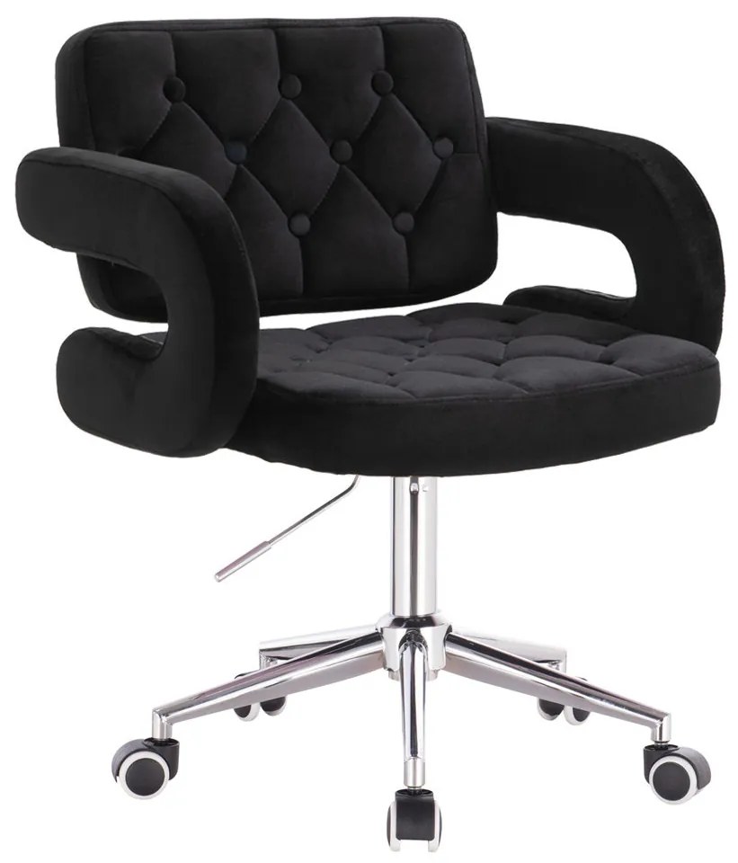 HR8403K Fekete modern velúr szék krómozott lábbal