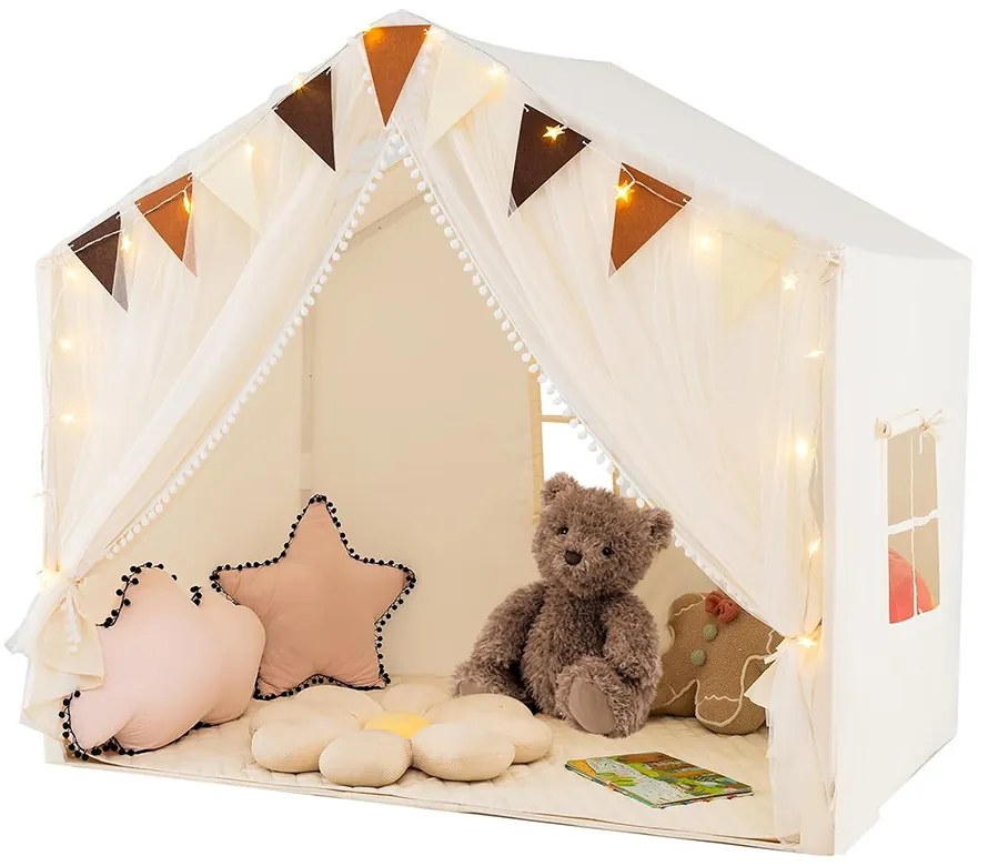 Játszósátor csillagfényekkel, bézs