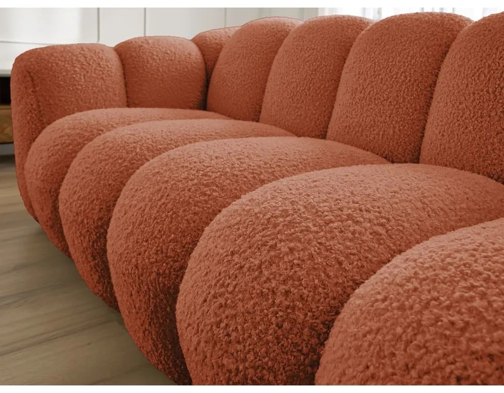 Téglavörös buklé kanapé 232 cm Hippolyte – Bobochic Paris