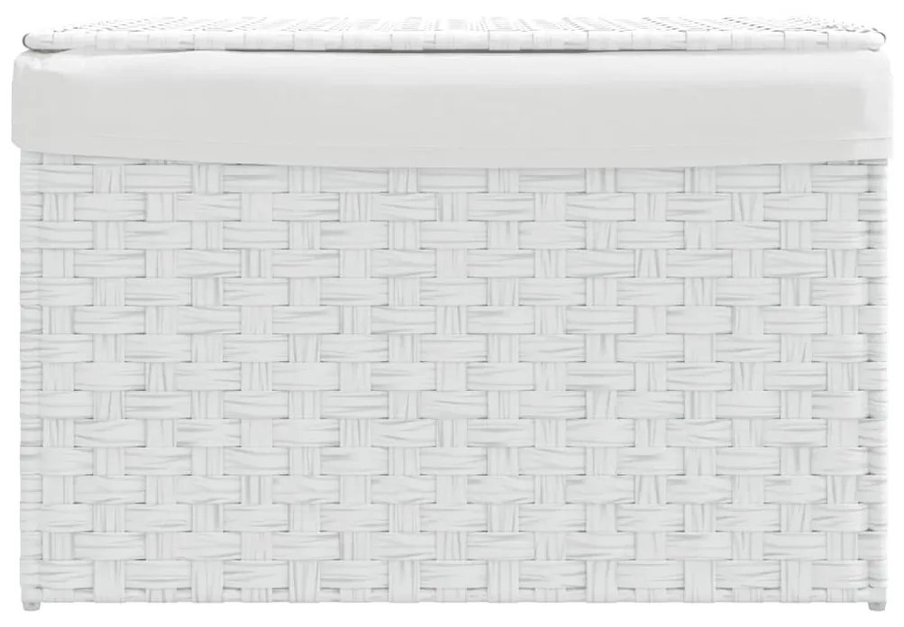 fehér polyrattan szennyeskosár fedéllel 55,5 x 35 x 34 cm