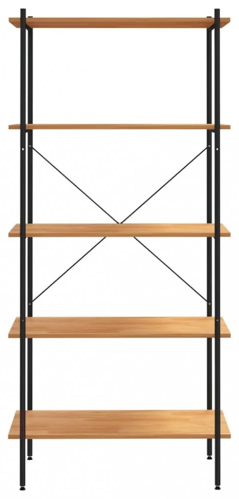 5 szintes polcrendszer fekete és tölgy 80x40x163 cm