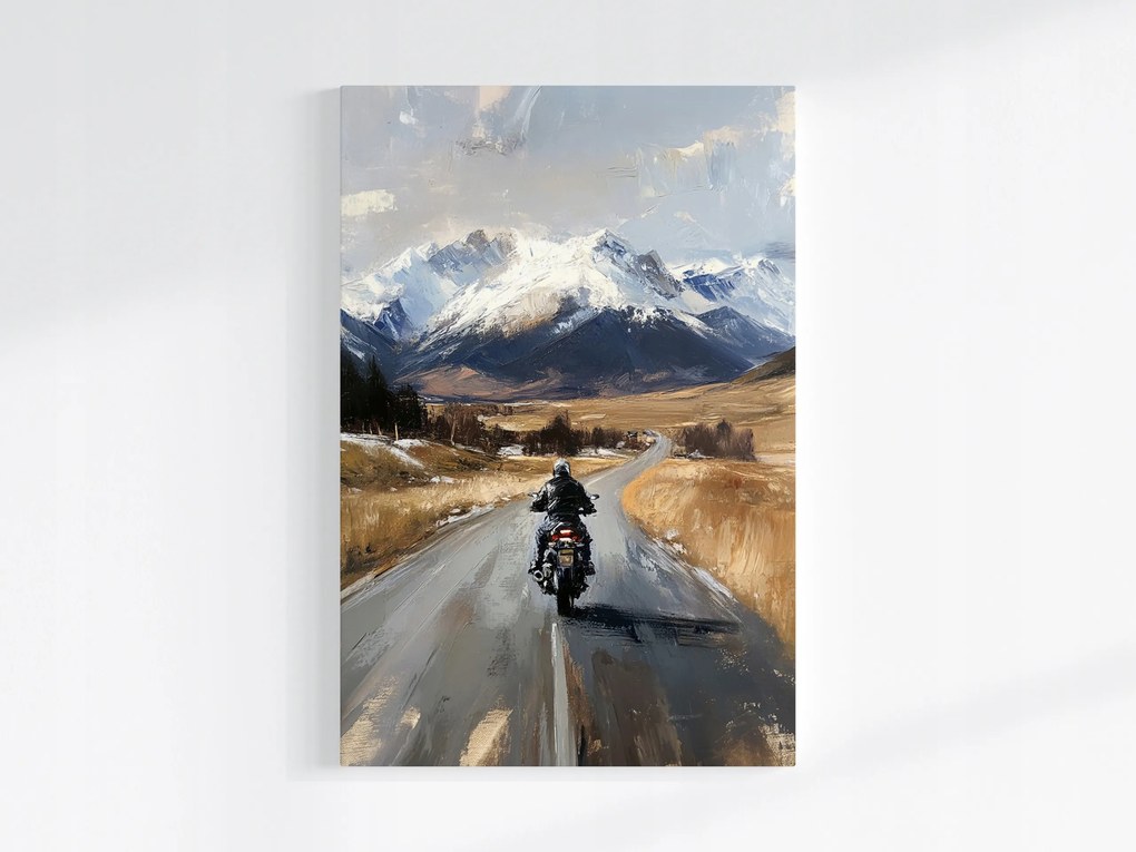 Vászonkép Canvas Motorkerékpár Út Országút Hegyek Utazás Vezetés 40x60