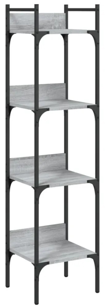 4 szintes szürke sonoma szerelt fa könyvespolc 35x30x138,5 cm