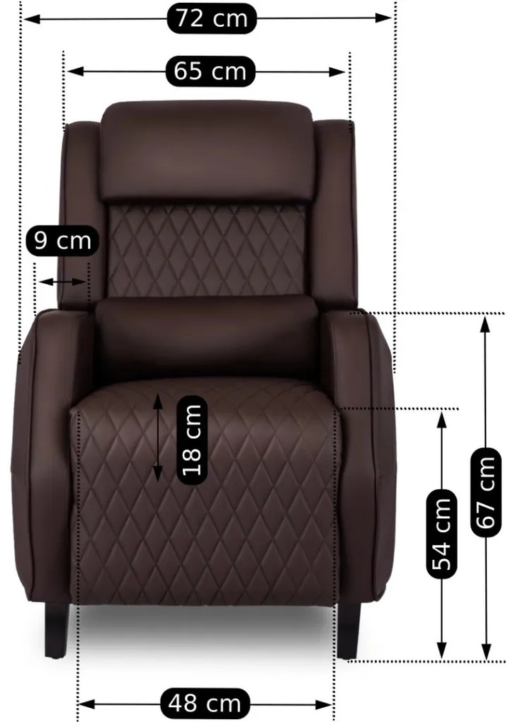 Elegáns Dönthető Relaxfotel Barna Eco-bőr Kárpittal. VIPER