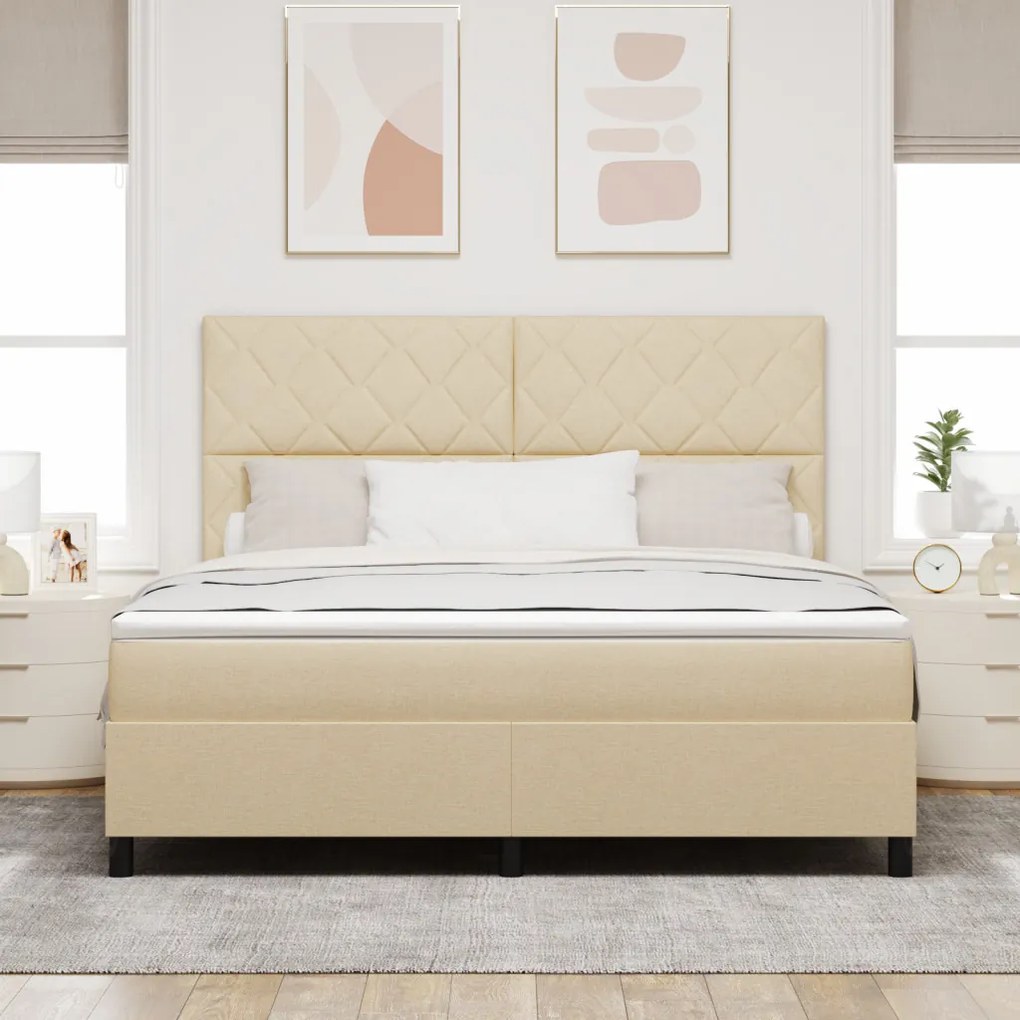 Rugós ágy matraccal és LED világítással krém színben - 180 x 200 cm