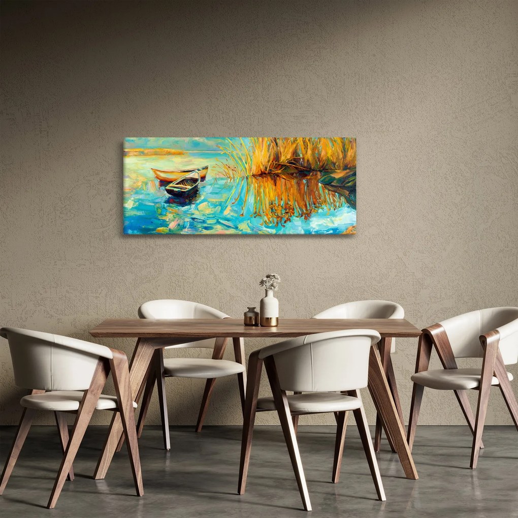 Kép - Tó csónakokkal (120x50 cm)