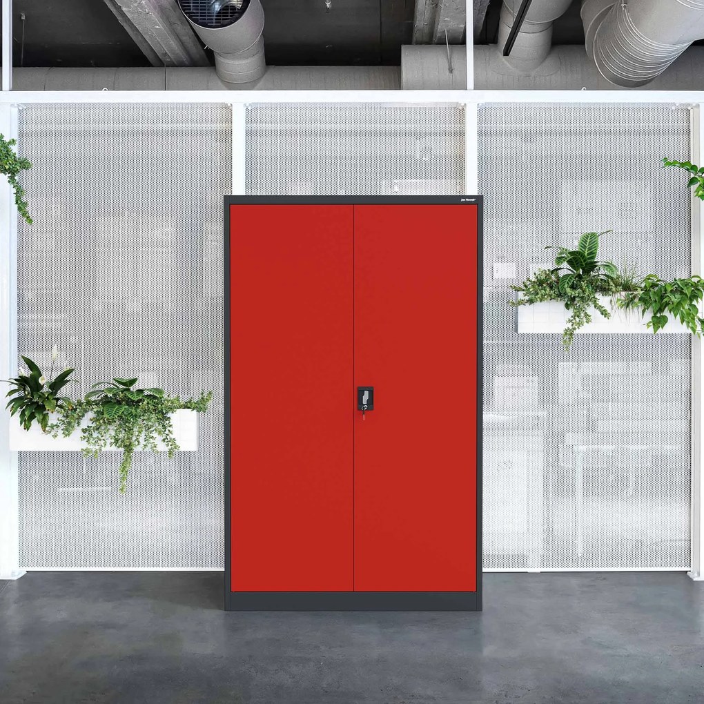 Fém iratszekrény JAN II, 1150 x 185 x 400 mm, antracit-piros