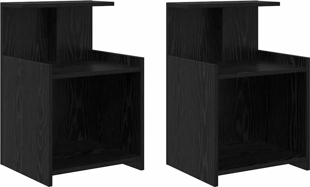 vidaXL Éjjeliszekrény 2 pcs Fekete tölgy 40 x 35 x 60 cm Faanyag