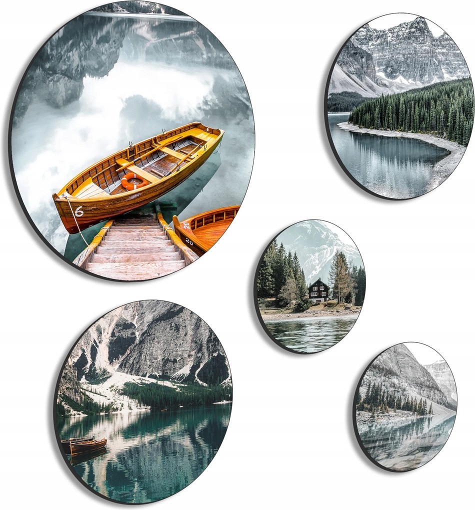 Képek Nappali Szoba Konyha Fali Kép Poszter Szett Hegyek Tó