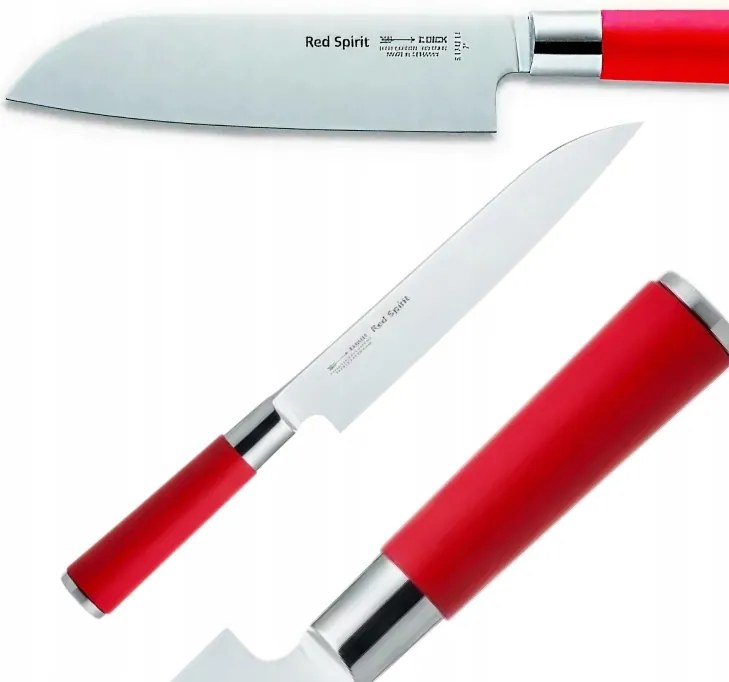 Santoku Séf Kés Sorozat Red Spirit Hossz 18CM Rozsdamentes Piros
