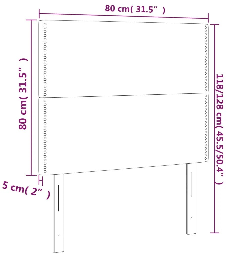 sötétkék bársony LED-es fejtámla 80x5x118/128 cm