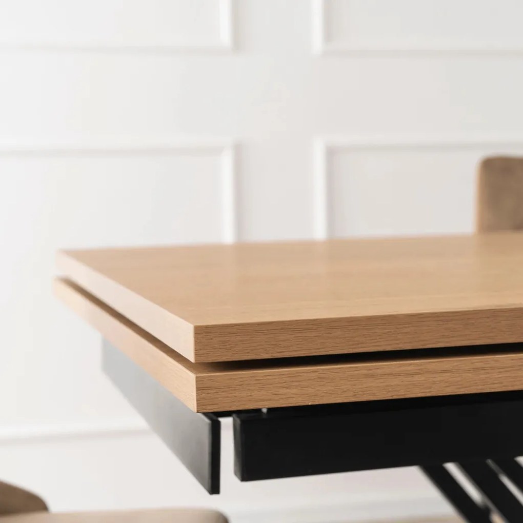 Étkezőasztal REX bővíthető 160–220 cm MDF tölgy fekete