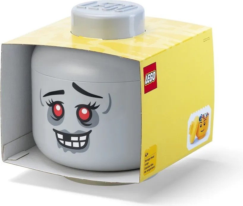 Szürke műanyag gyerek tárolódoboz ø 24x27 cm Head Zombie L – LEGO®