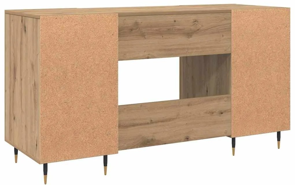 Asztal polcokkal kézműves tölgy 140 x 50 x 75 cm Faanyag