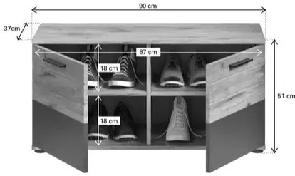 Mason cipőtároló pad nox tölgy - bazaltszürke