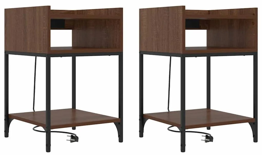 Éjjeli Szekrények 2 pcs barna tölgy 40 x 40 x 61 cm Faanyag