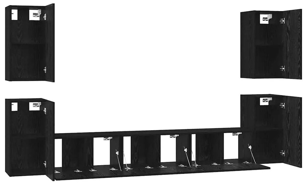 TV szekrény garnitúra 7 pcs Musta tammi 60 x 30 x 30 cm Faanyag