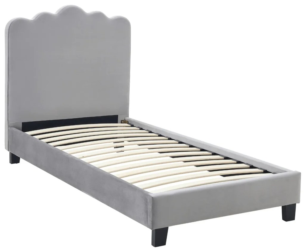 Szürke Bársony Kárpitozott Ágy. 90x200 CRATER