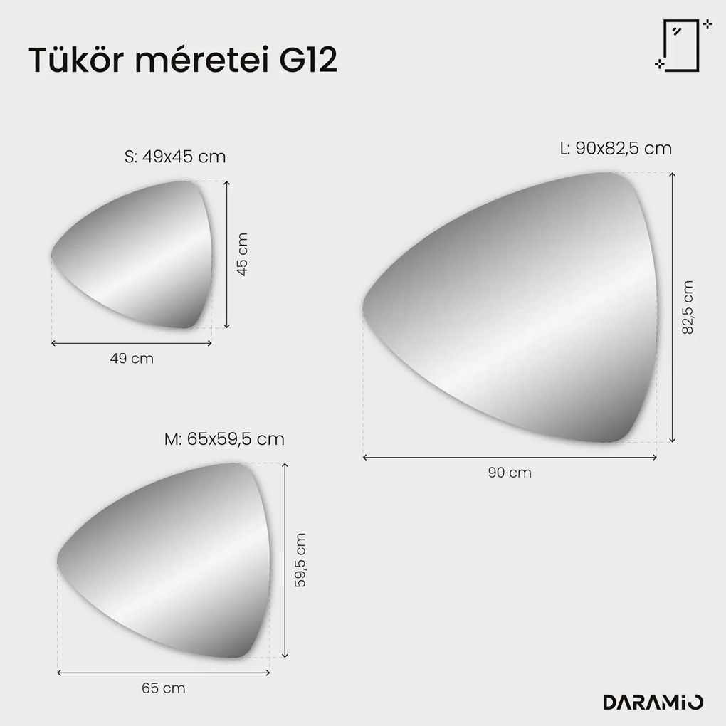 Háromszög alakú tükör LED-világítással G12