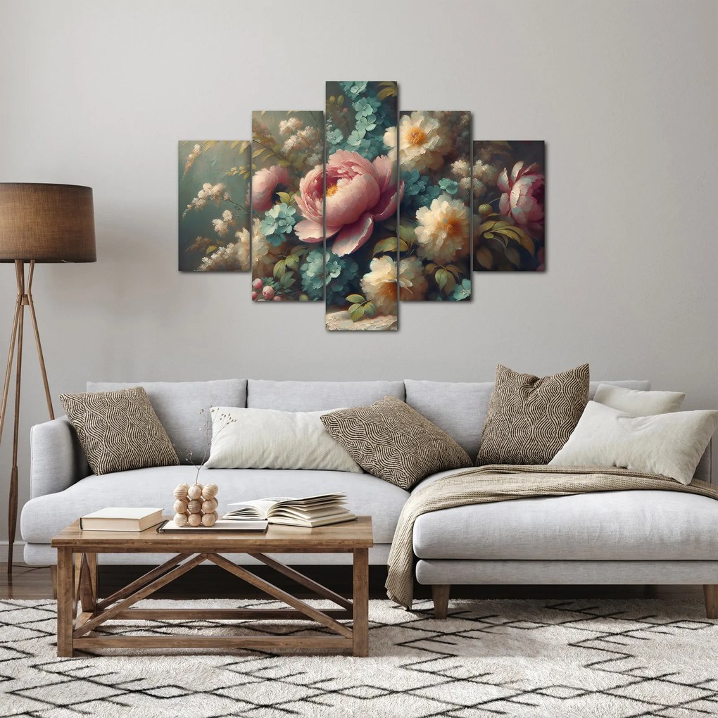Kép - Természet csendélet virágokkal - festmény (150x105 cm)