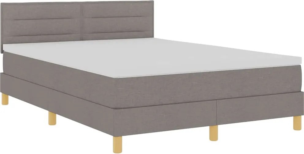 vidaXL LED Box Spring Ágy matracmal Tópszínű 140 x 190 cm szövet