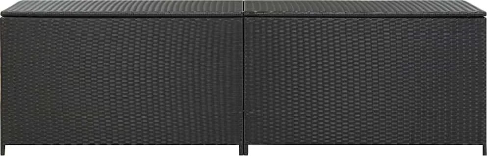 Fekete Polyrattan Kerti Tárolóláda 200 X 50 X 60 Cm