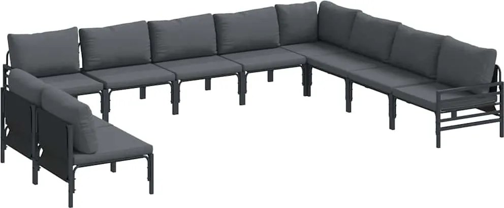 vidaXL Kerti Kanapé Szett Antracitszürke Acél