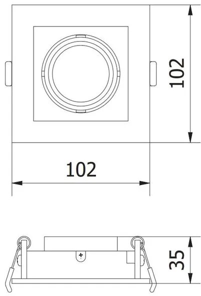 Lámpa Mennyezeti lámpatest RUBIO IP20, 102x102mm, egy, négyzet, fekete