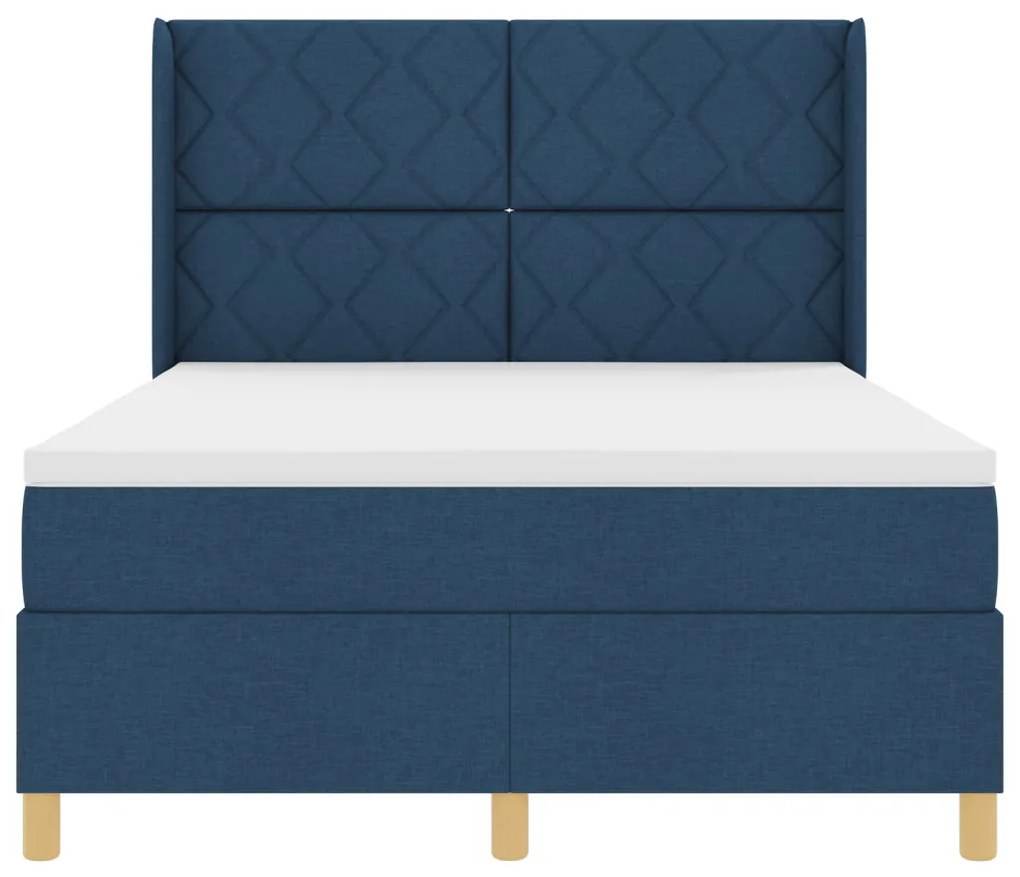 Boxspring Ágy Mattal és Kék LED-del 140x200 cm Szövet